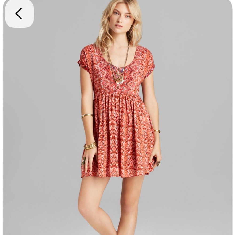 Free People Printed Short Sleeve Mini Dress Size XS